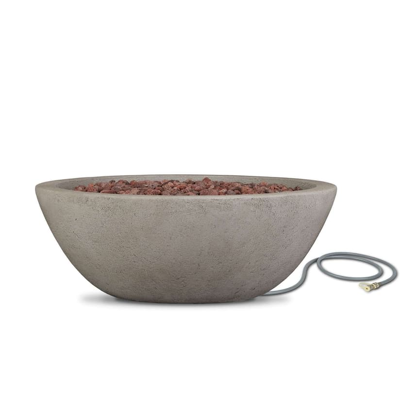 Riverside Round Concrete Gas Fire Pit in Glacier Gray, 36-in