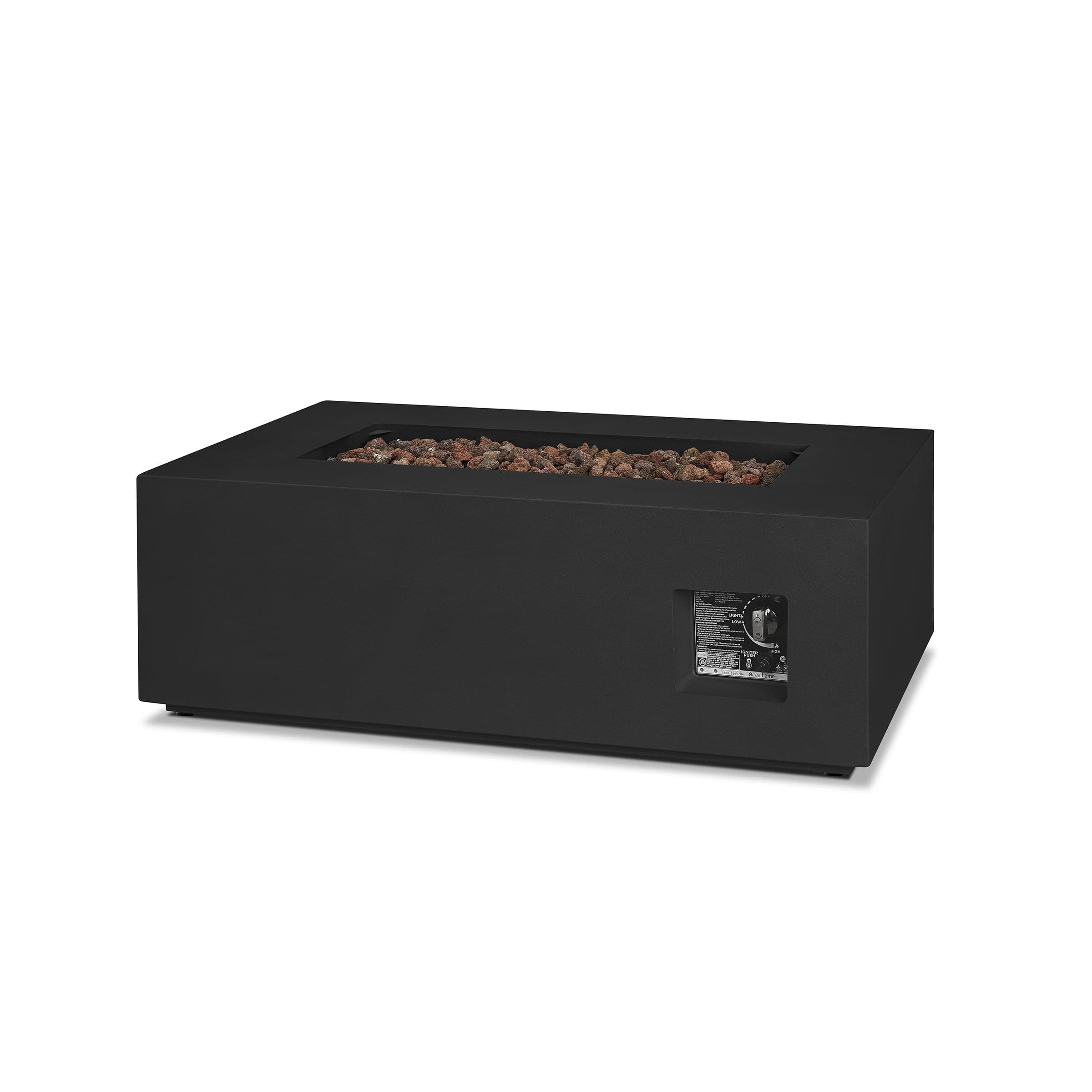 Aegean Rectangle Steel Gas Fire Pit Table in Black, 42-in