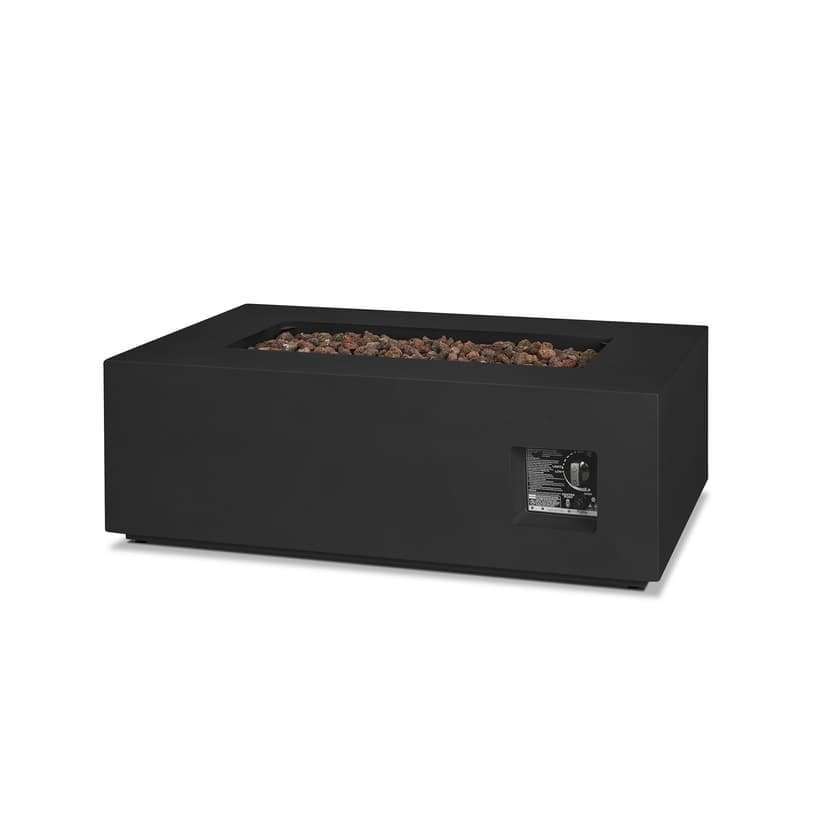 Aegean Rectangle Steel Gas Fire Pit Table in Black, 42-in