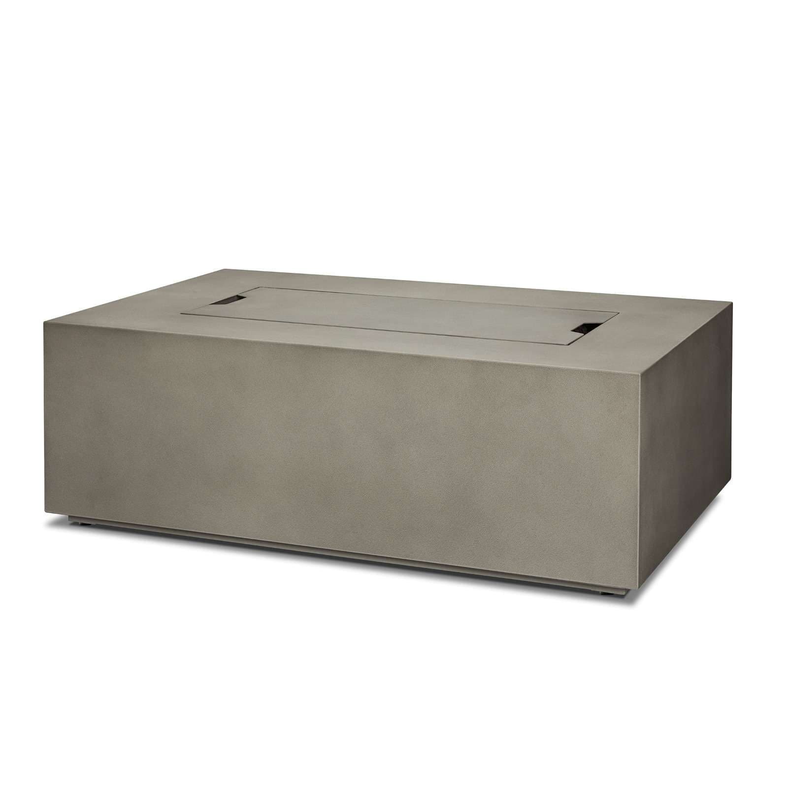 Aegean Rectangle Steel Gas Fire Pit Table in Mist Gray, 42-in