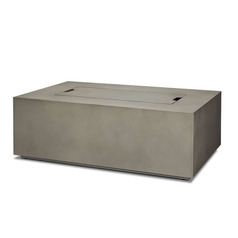 Aegean Rectangle Steel Gas Fire Pit Table in Mist Gray, 42-in
