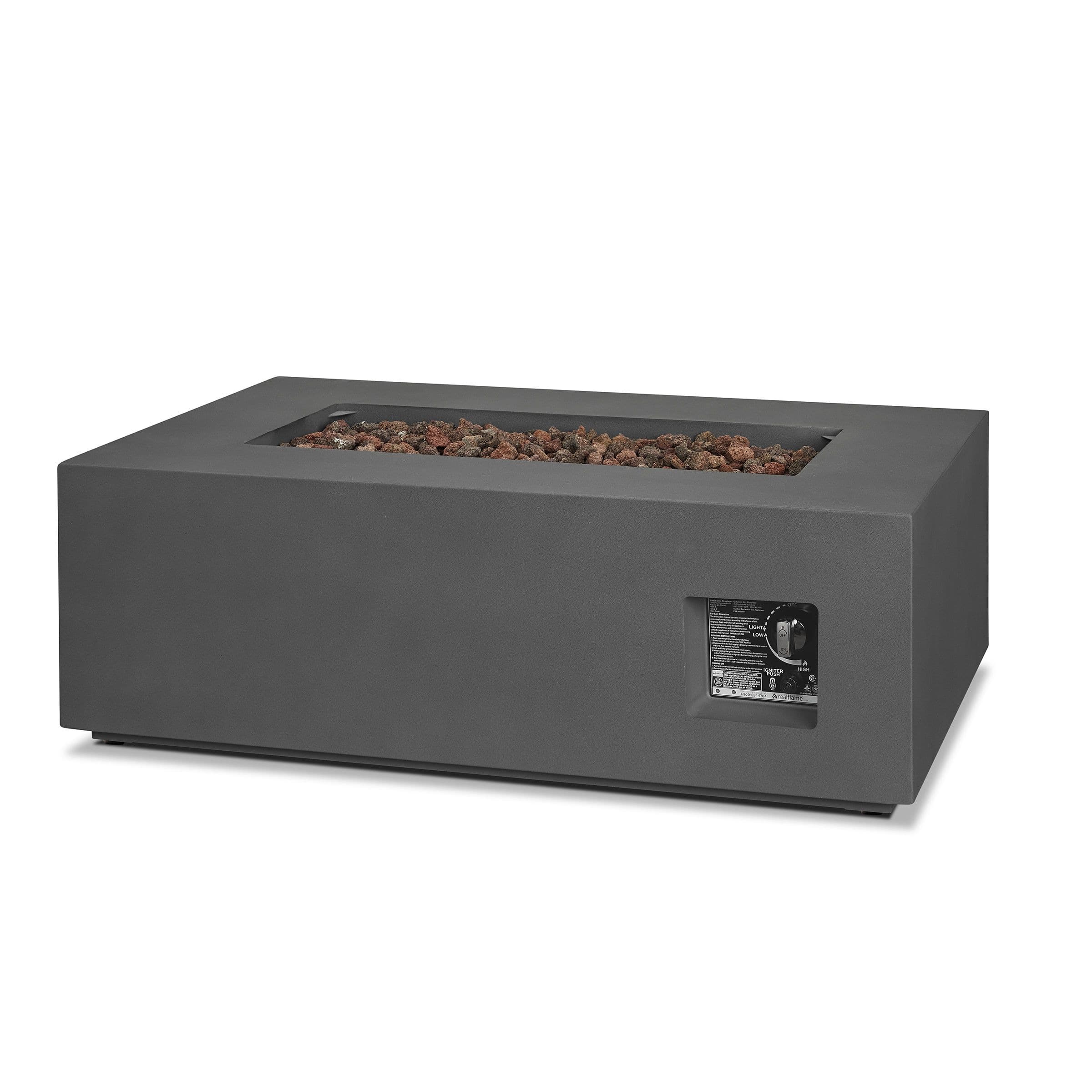 Aegean Rectangle Steel Gas Fire Pit Table in Slate, 42-in
