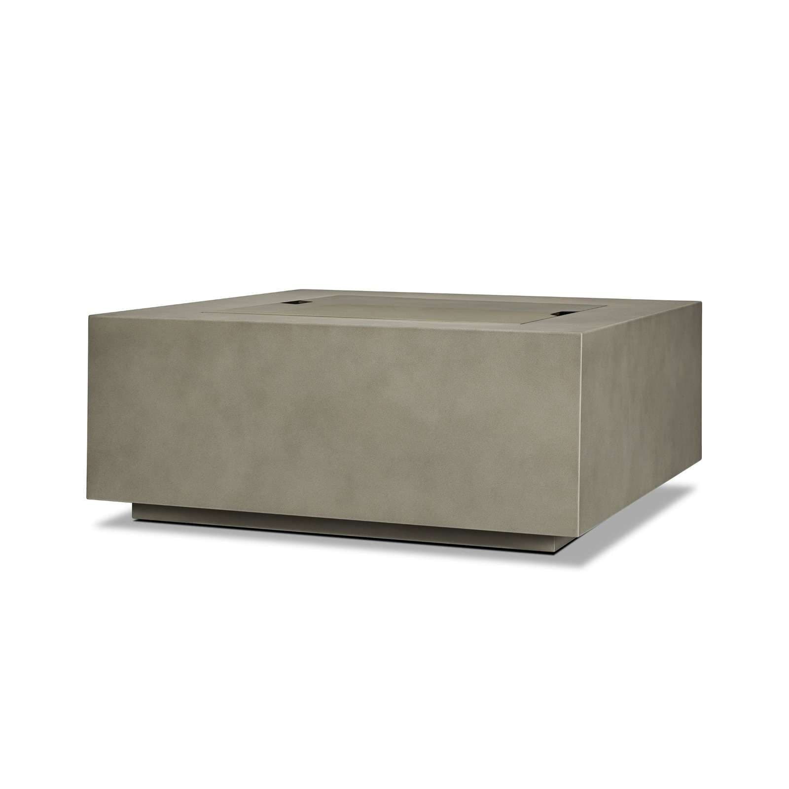 Aegean Square Steel Gas Fire Pit Table in Mist Gray, 36-in