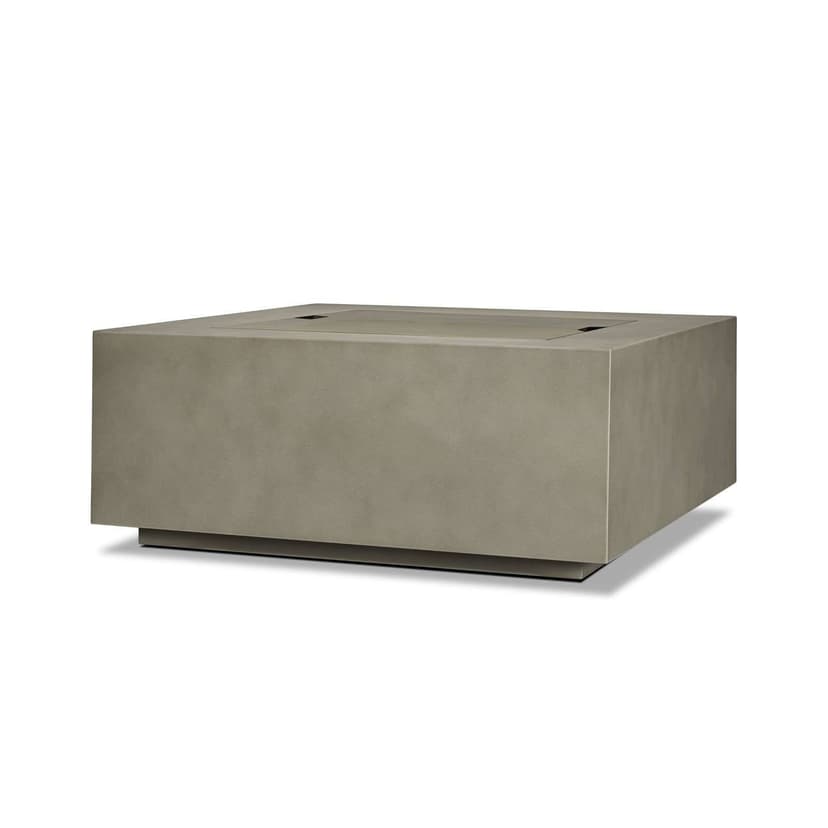 Aegean Square Steel Gas Fire Pit Table in Mist Gray, 36-in