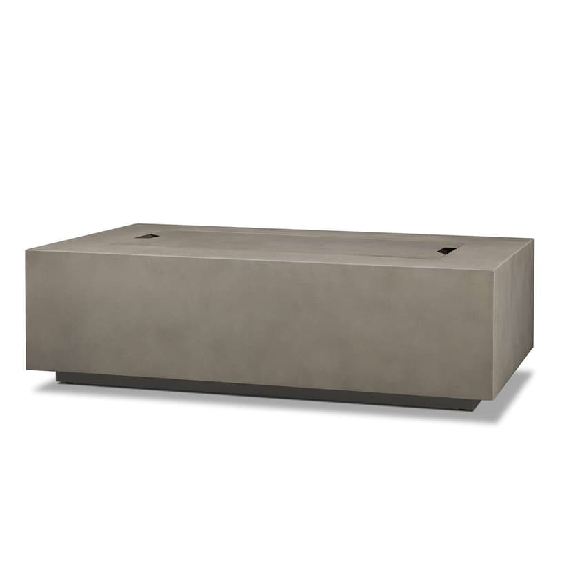 Aegean Rectangle Steel Gas Fire Pit Table in Mist Gray, 50-in