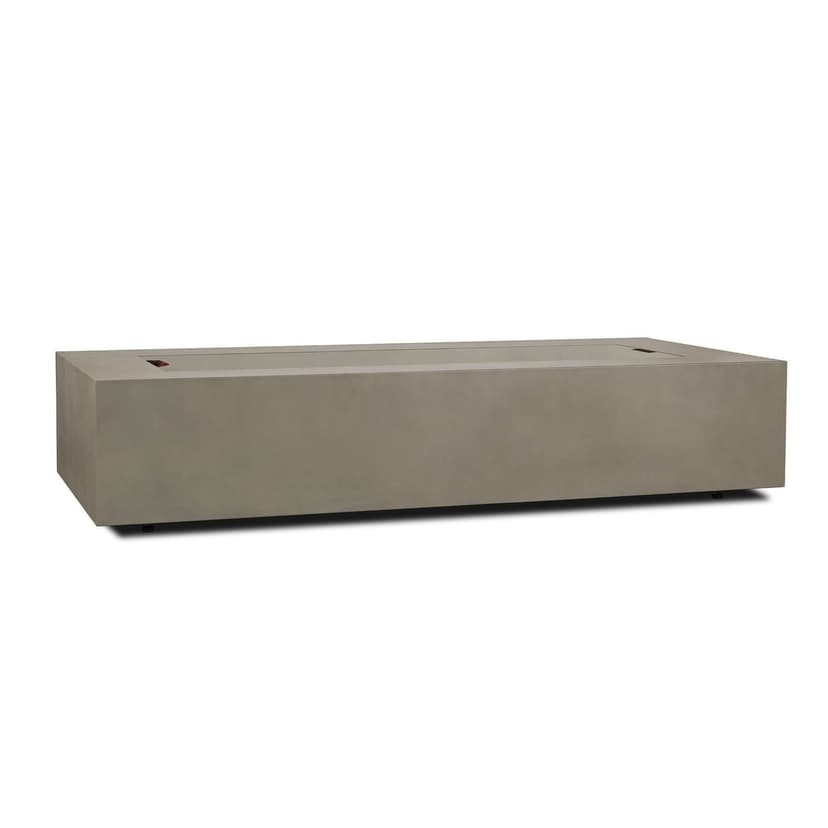 Aegean Rectangle Steel Gas Fire Pit Table in Mist Gray, 70-in