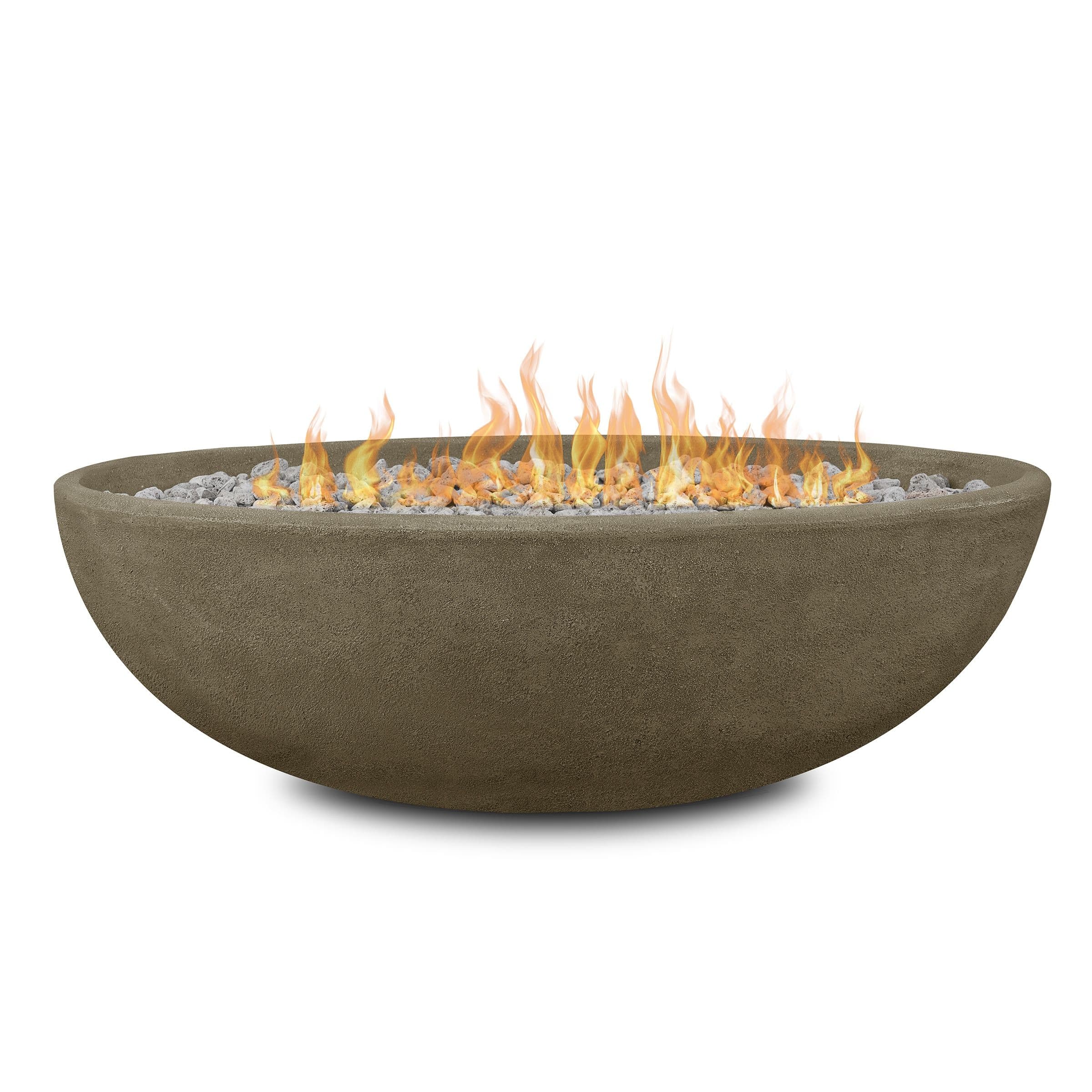Riverside Oval Concrete Propane Fire Pit in Glacier Gray, 48-in