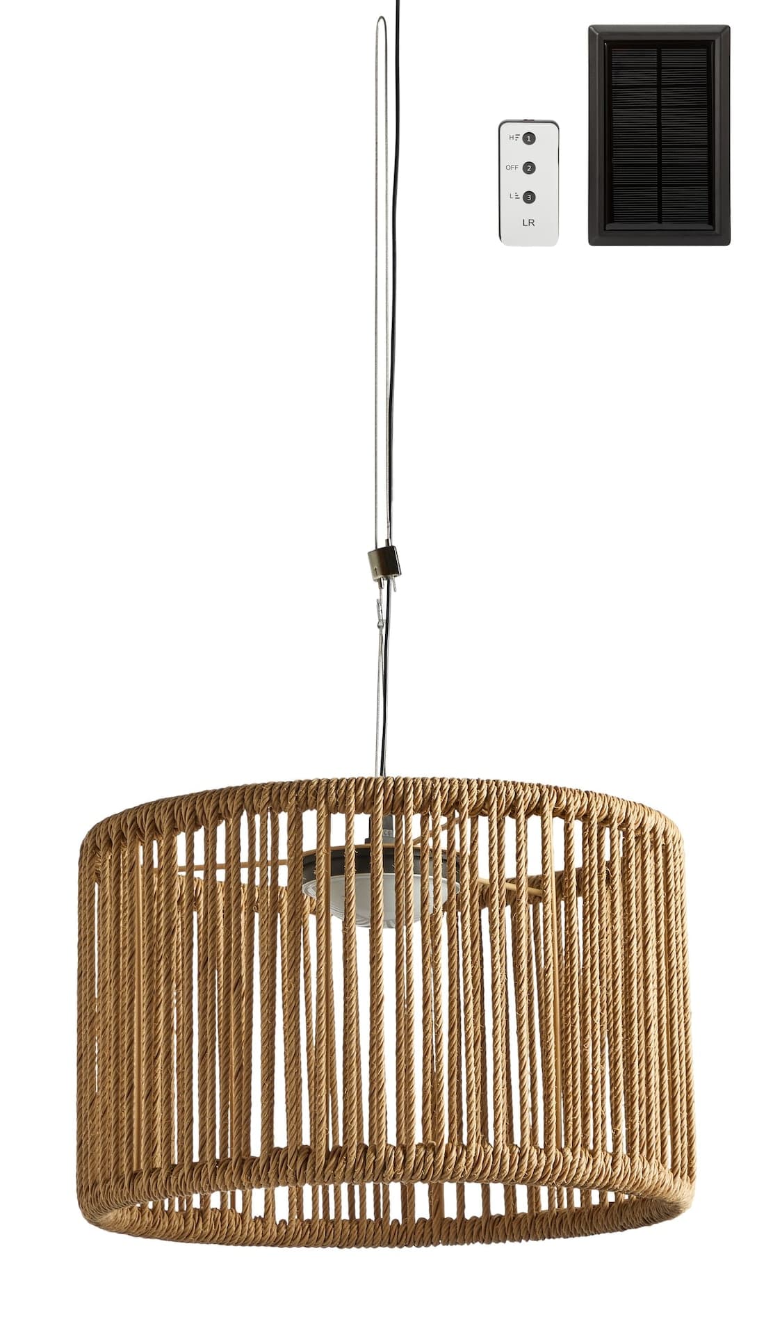 CANVAS Kostal Outdoor Patio Solar Powered Wicker Drum Pendant