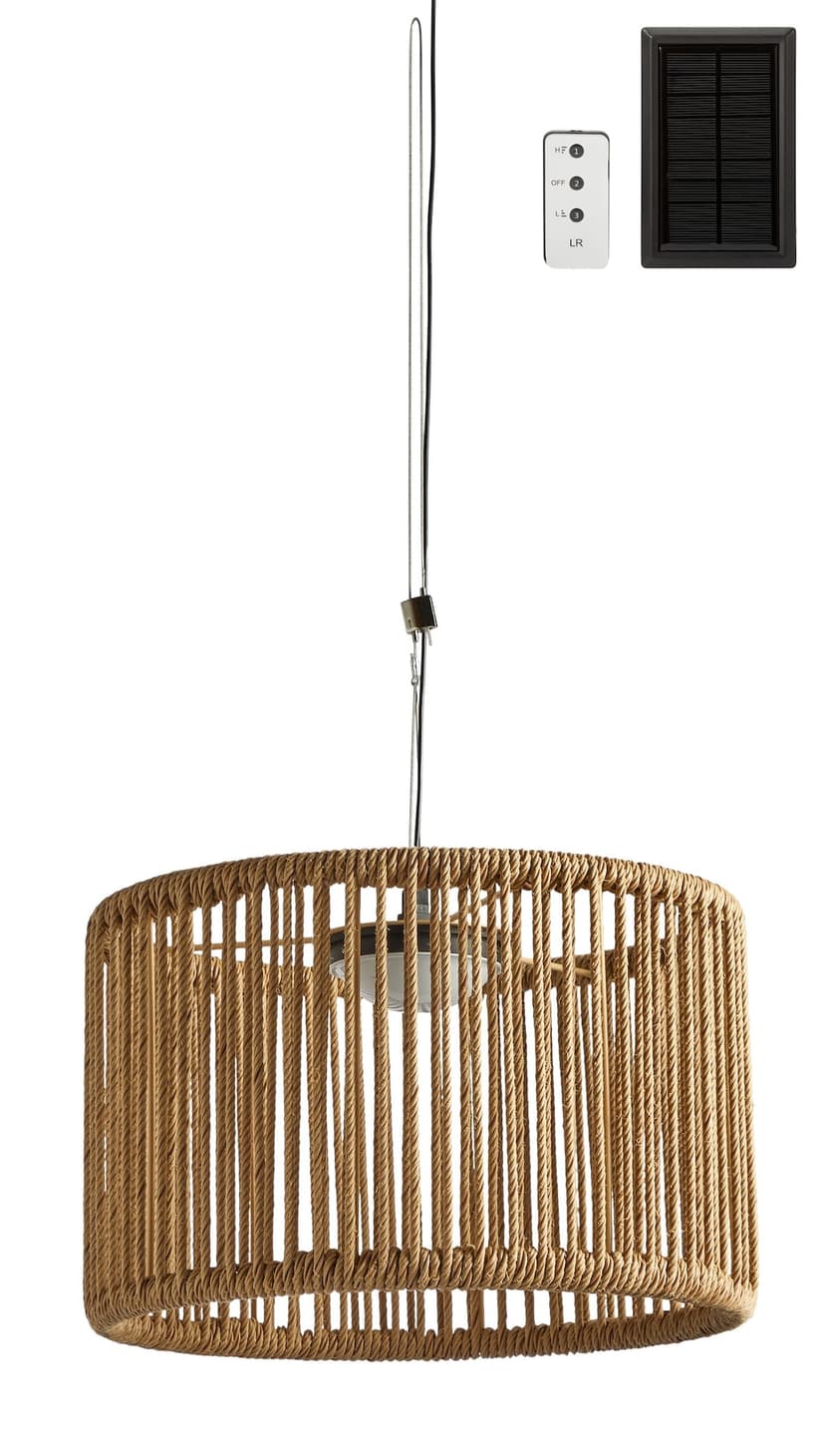 CANVAS Kostal Outdoor Patio Solar Powered Wicker Drum Pendant
