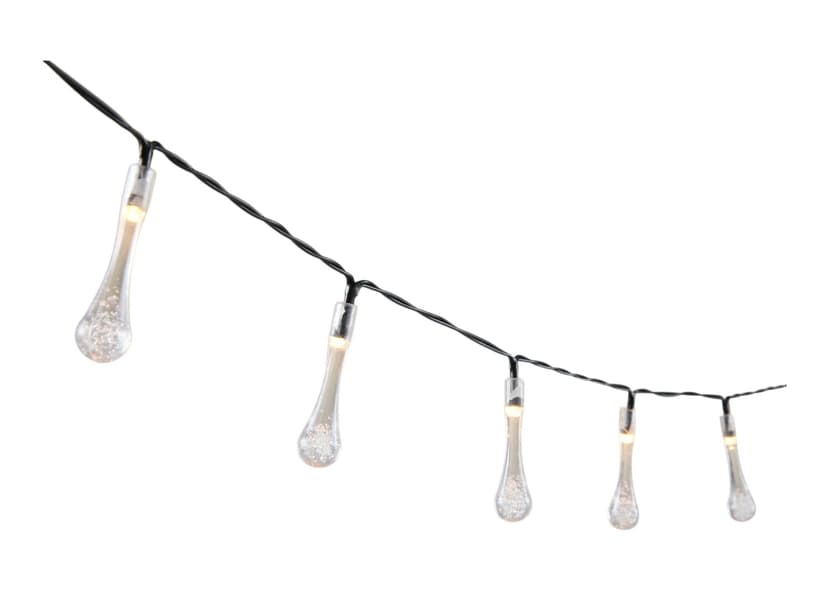 For Living Raindrop Garden String Lights with Warm White LEDs & 50 Multicolour Drops, 8.5-m
