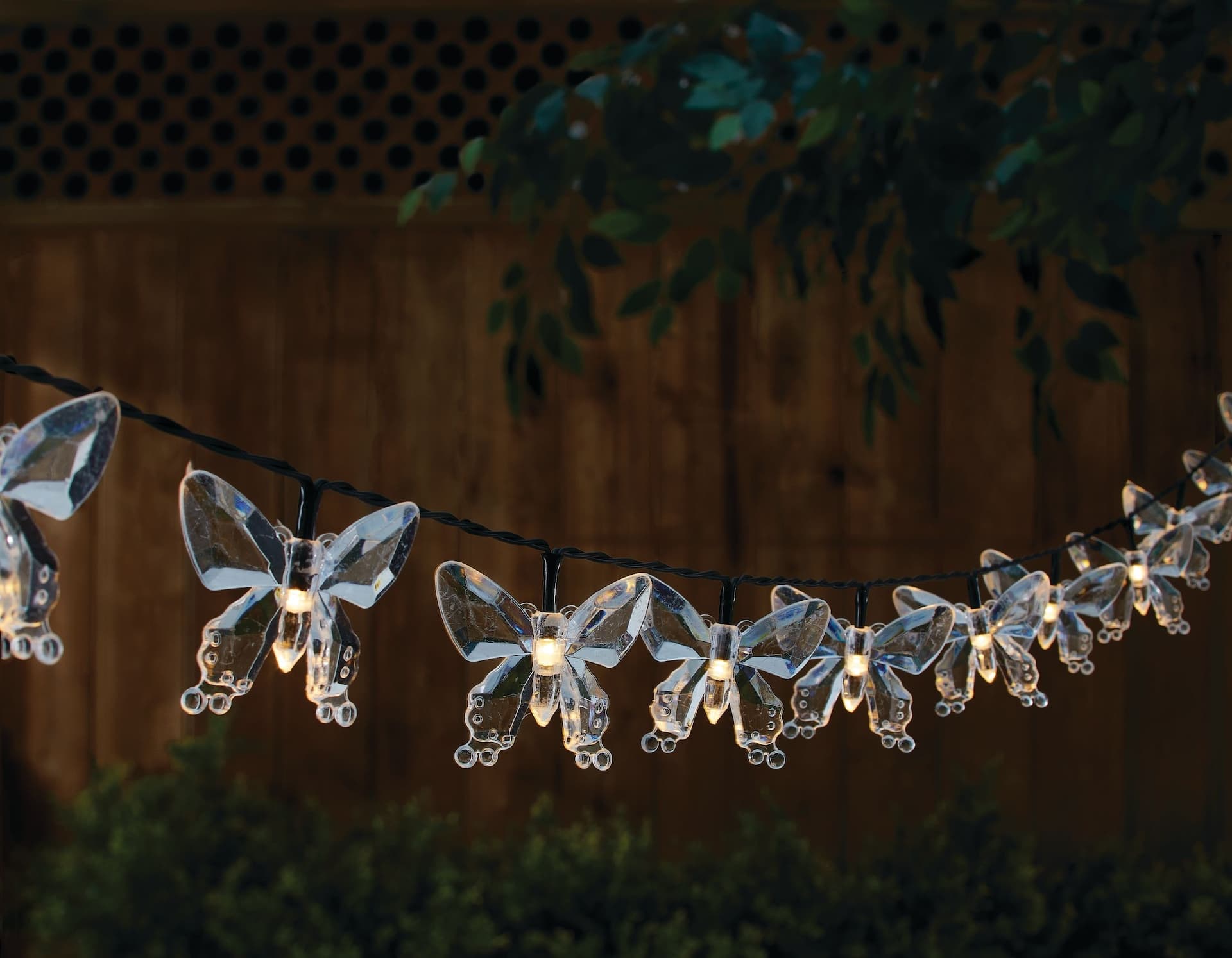 For Living Butterfly Garden String Lights with Solar Battery, Warm White, Indoor/Outdoor