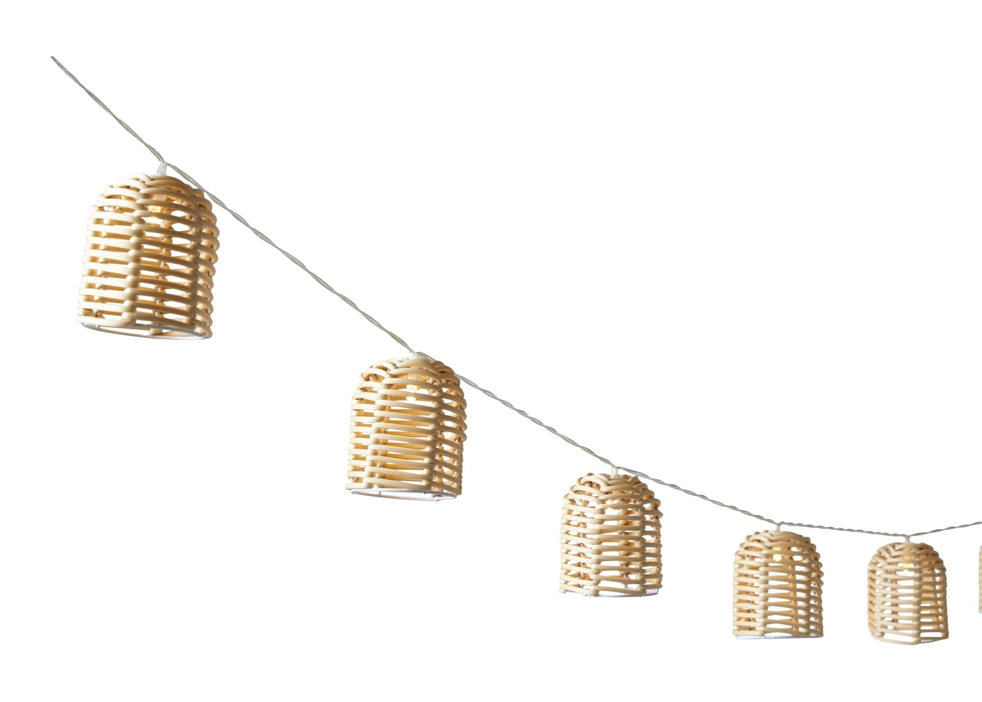 CANVAS Savanna Rattan String Light with Solar Battery, Warm White, Outdoor