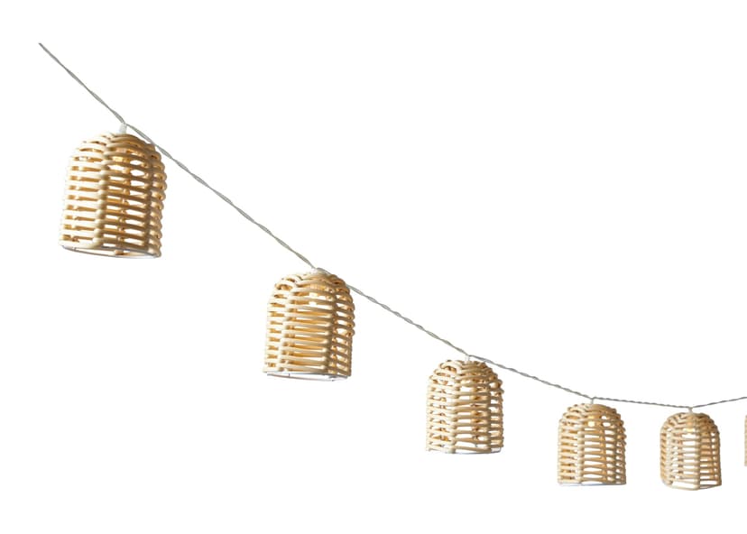 CANVAS Savanna Rattan String Light with Solar Battery, Warm White, Outdoor