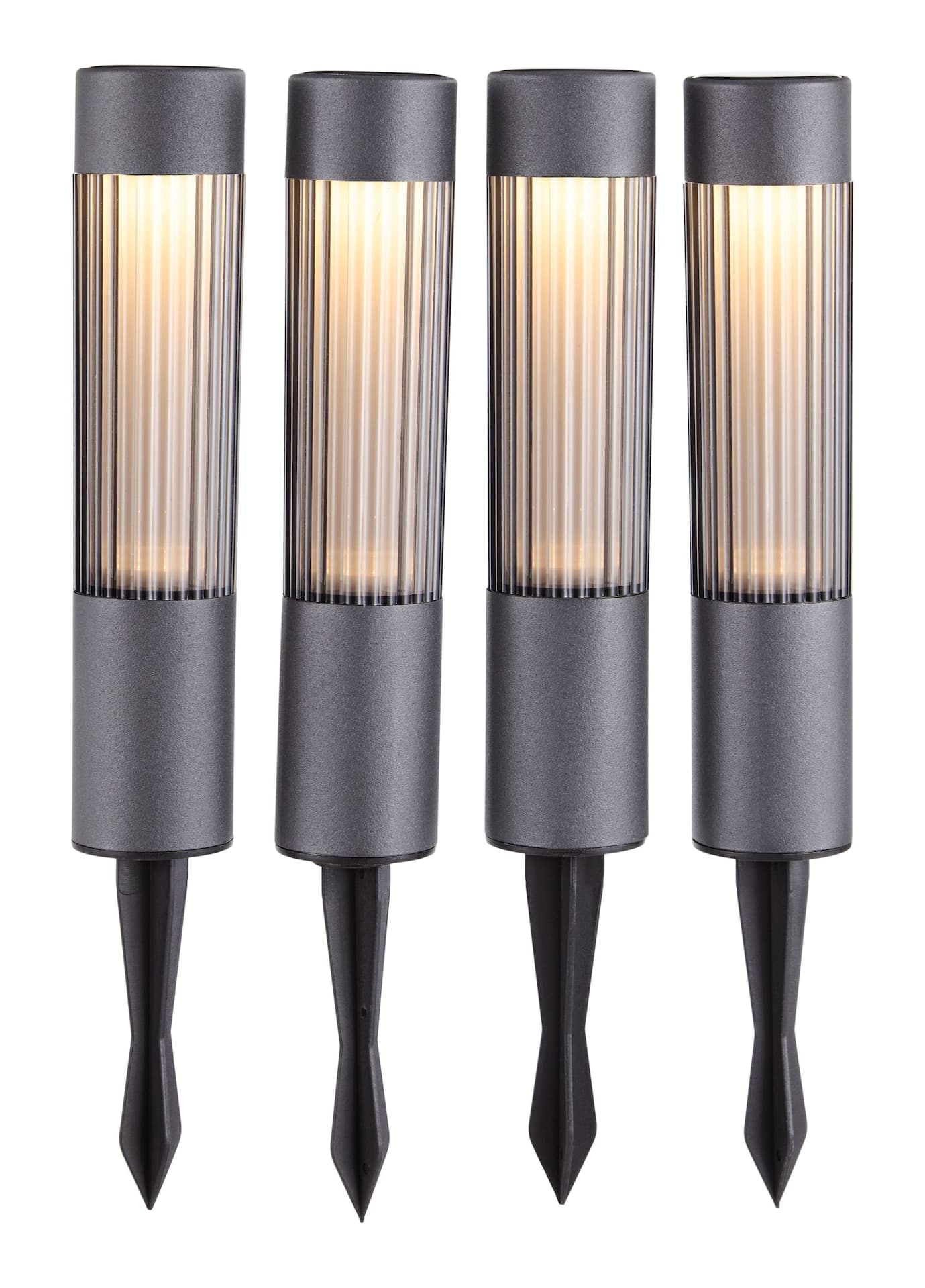 FOR LIVING Outdoor Fluted Small Warm White LED Garden & Pathway Stake Lights, 4-pk