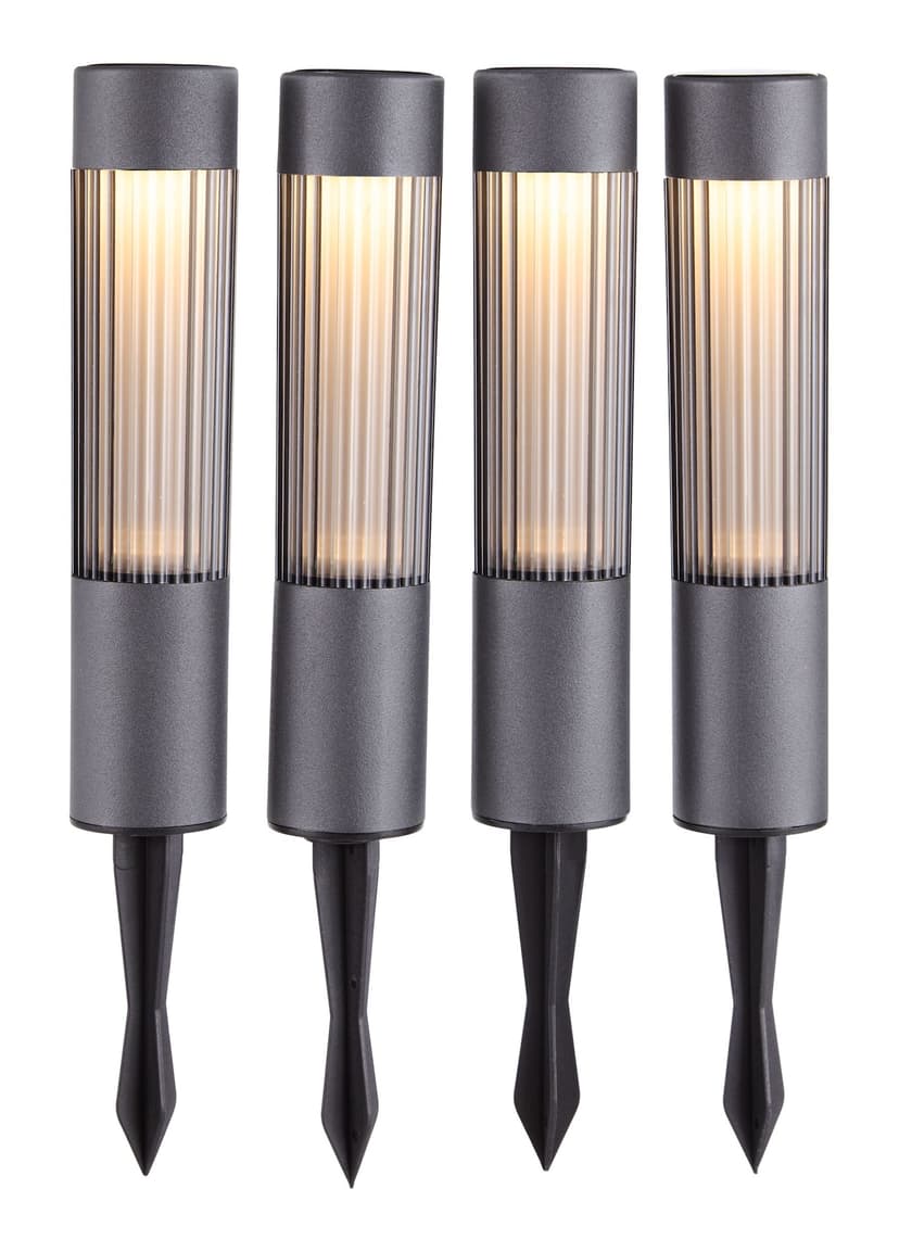 FOR LIVING Outdoor Fluted Small Warm White LED Garden & Pathway Stake Lights, 4-pk