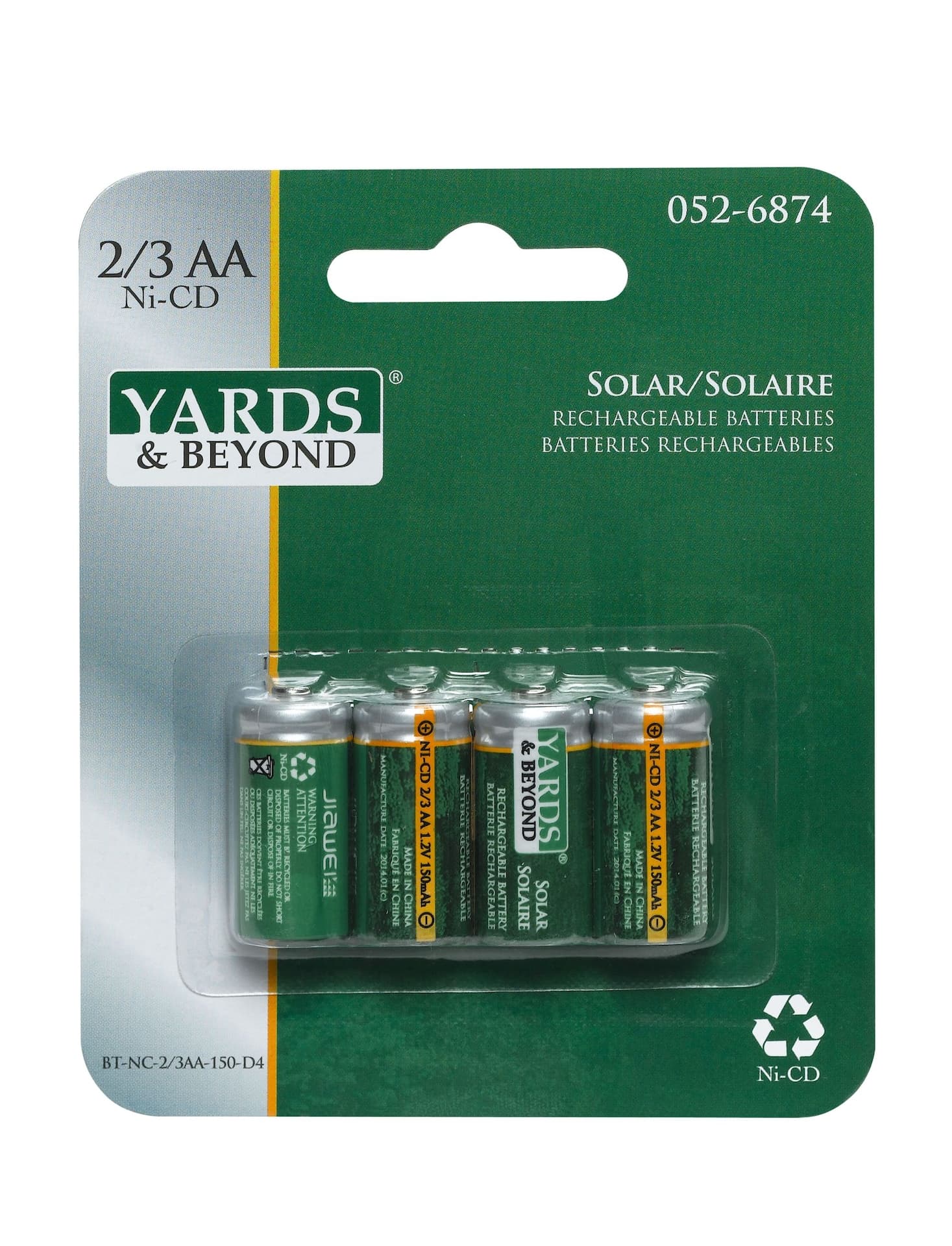 NOMA 150 mAh Rechargeable Solar Batteries, 4-pk