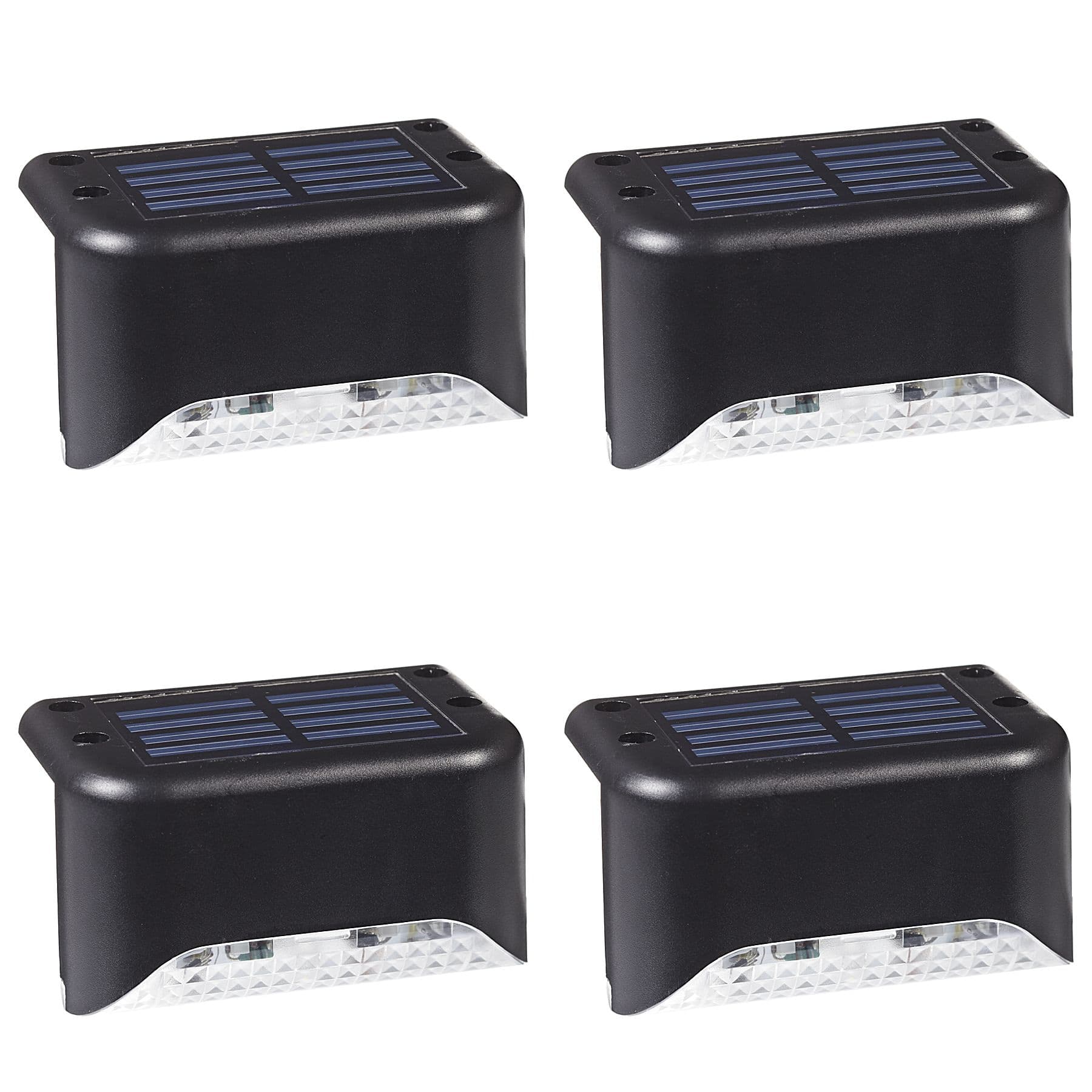 NOMA Outdoor Warm White 3 LM LED Solar Stair Step Deck Lights, 4-pk, Black