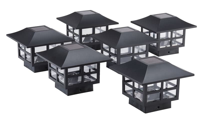 NOMA Outdoor White 5 LM LED Solar Nautical Post Cap Fence Lights, Assorted, 6-pk