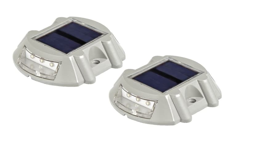 NOMA Outdoor Pure White 6 LM LED Solar Aluminum Markers Deck Lights, 2-pk, Silver