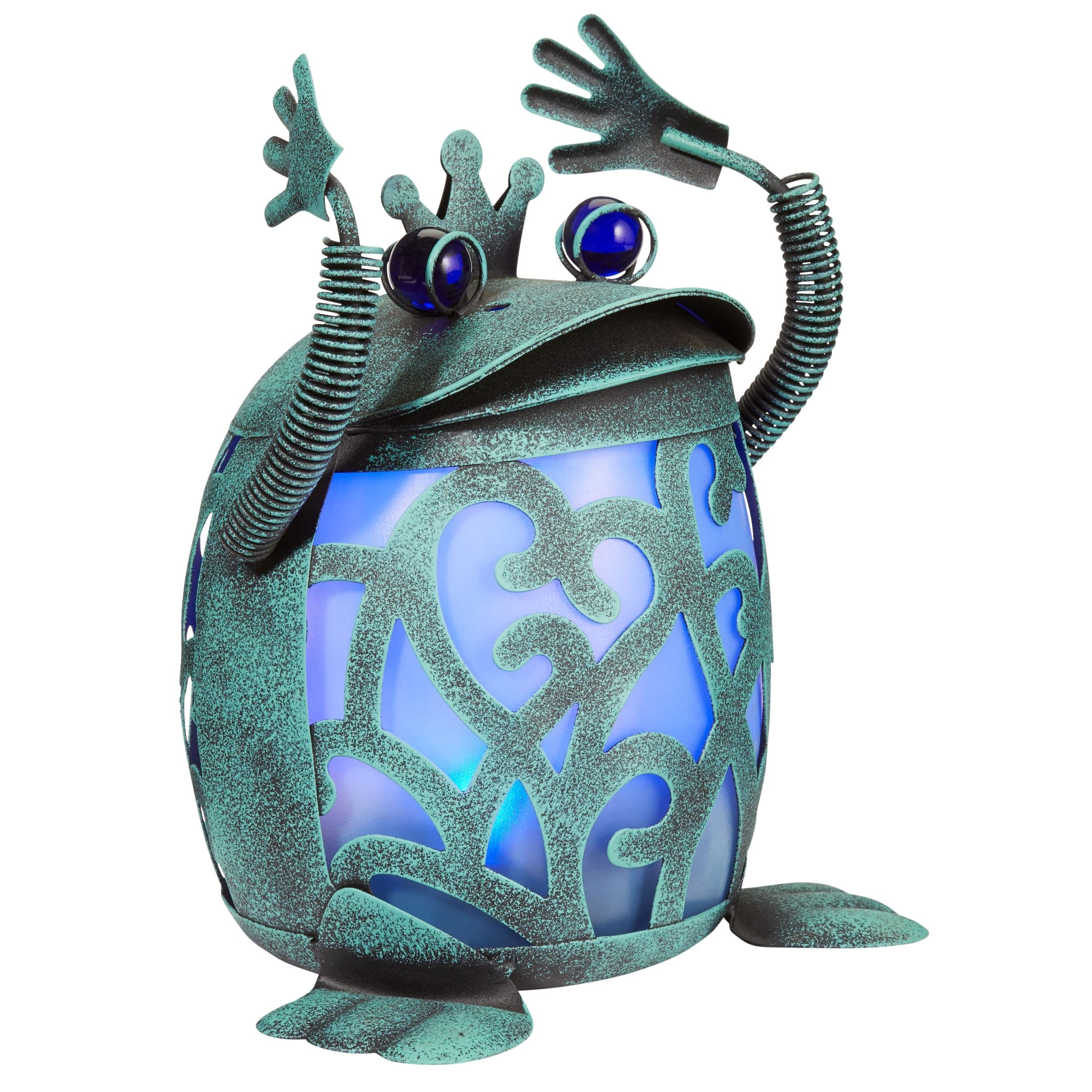 For Living Solar-Powered Metal Frog Lawn Ornament, 7.25-in