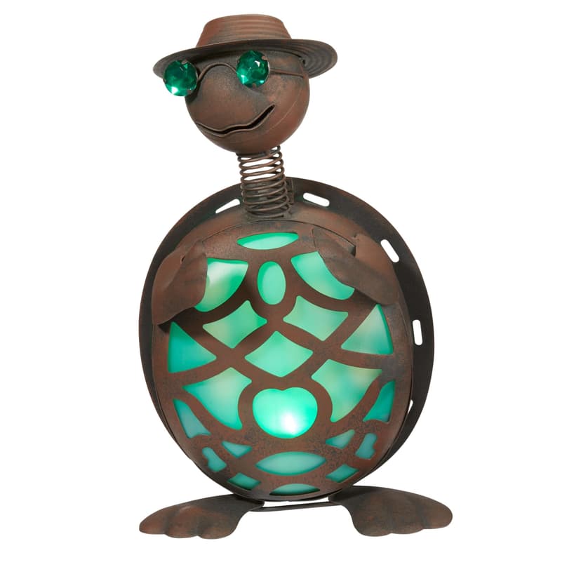 For Living Solar-Powered Metal Turtle Lawn Ornament, 14-in