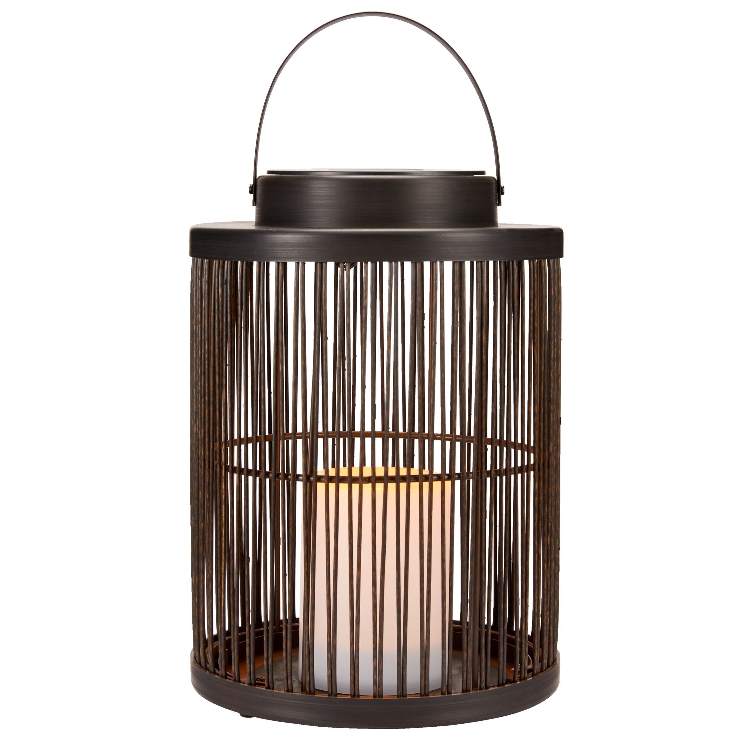 CANVAS Luma Wicker Solar Lantern with Candle, Black