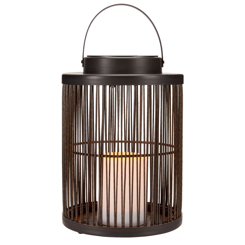 CANVAS Luma Wicker Solar Lantern with Candle, Black