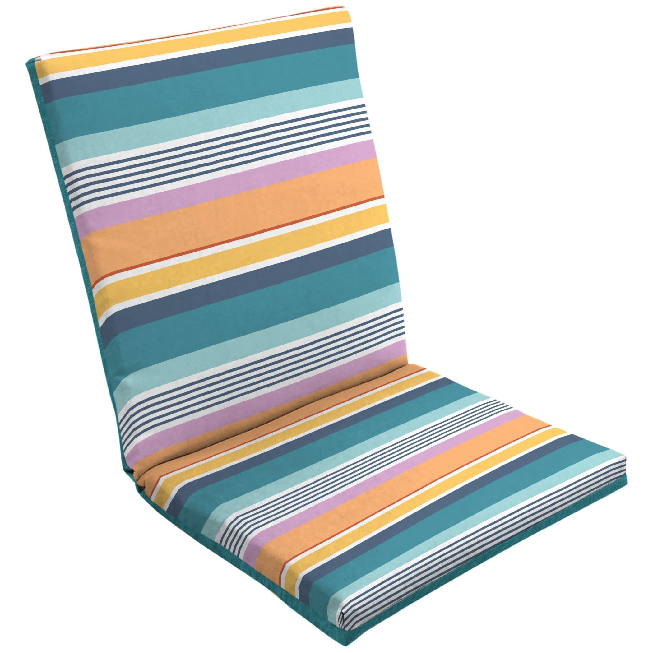 For Living Sunset Striped Chair Cushion, Fade Resistant, Multi-Coloured