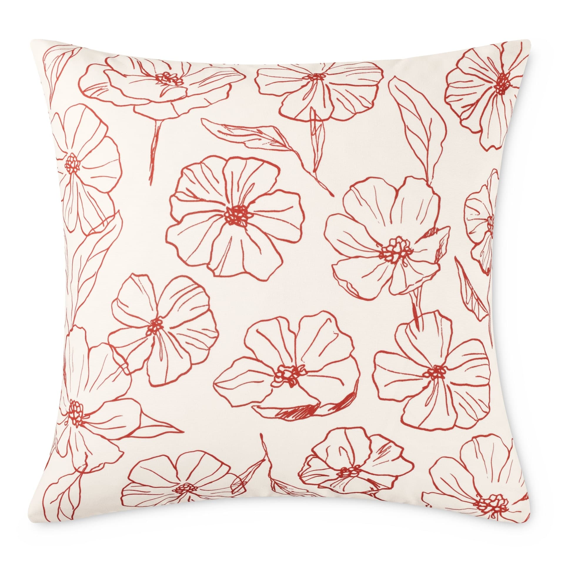 CANVAS Bloom Floral Cushion Cover, Water/Stain/Fade-Resistant, White, Cover Only No Insert, 18 x 18-in