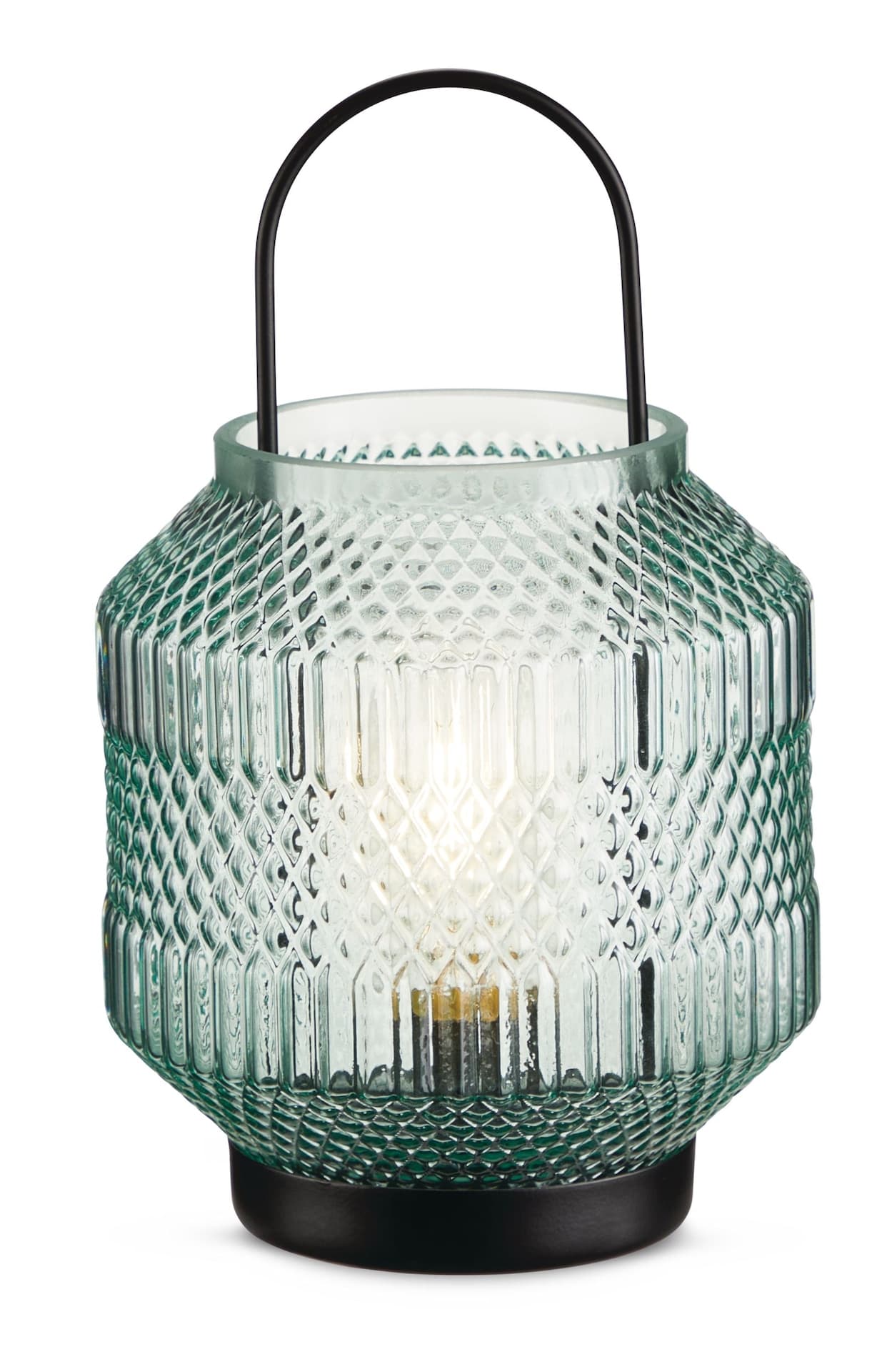 CANVAS Gem Decorative Battery-Operated Frosted Glass Lantern, 10-in, Green