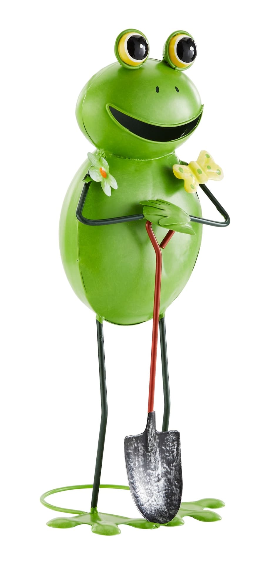 For Living Gardening Frog Statue, Green, Metal