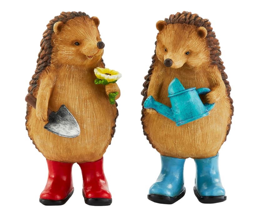 For Living Gardening Hedgehog Statue, Multicolour, Water-Resistant Concrete, Assorted