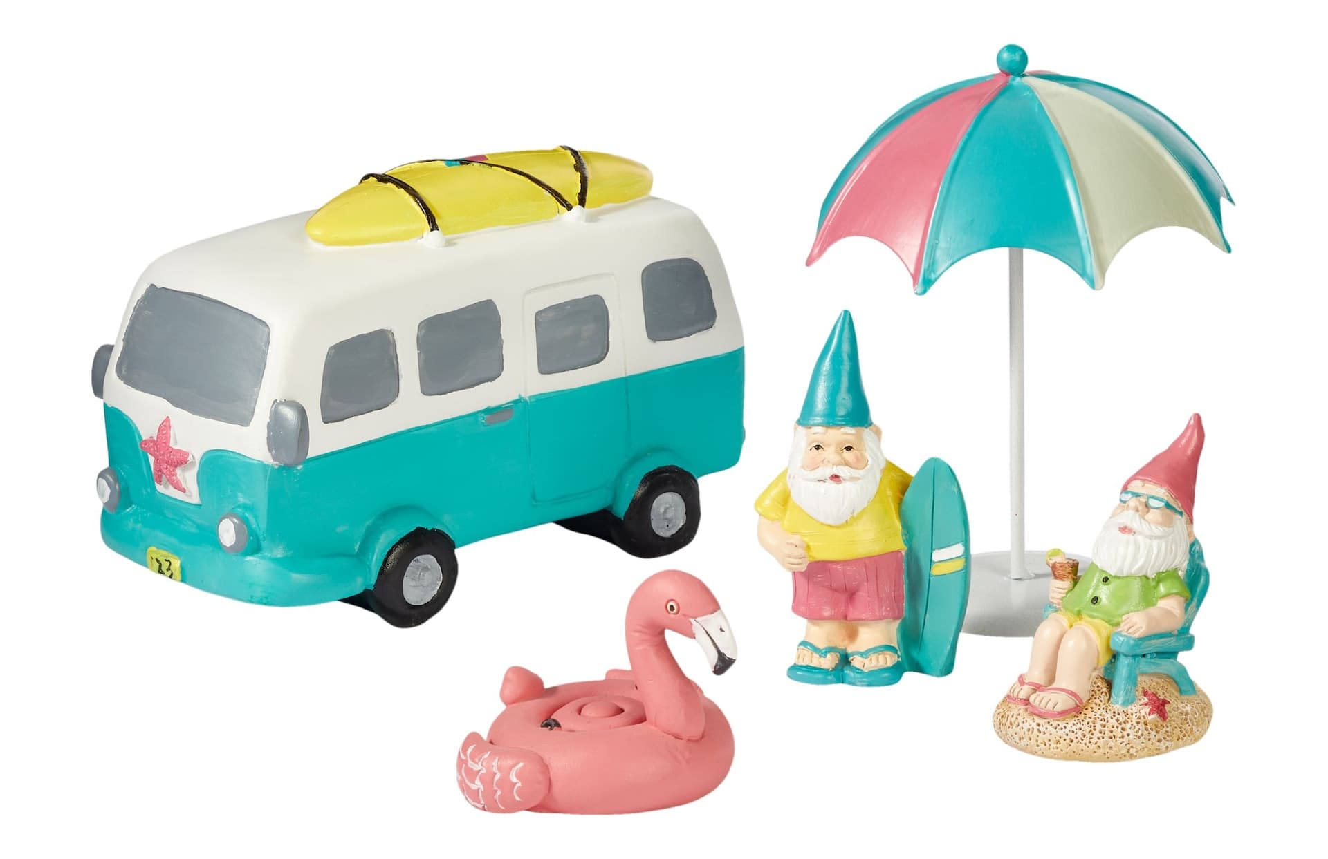 For Living Surfer Gnome Garden Kit, Multicolour, Plastic, 5-pc