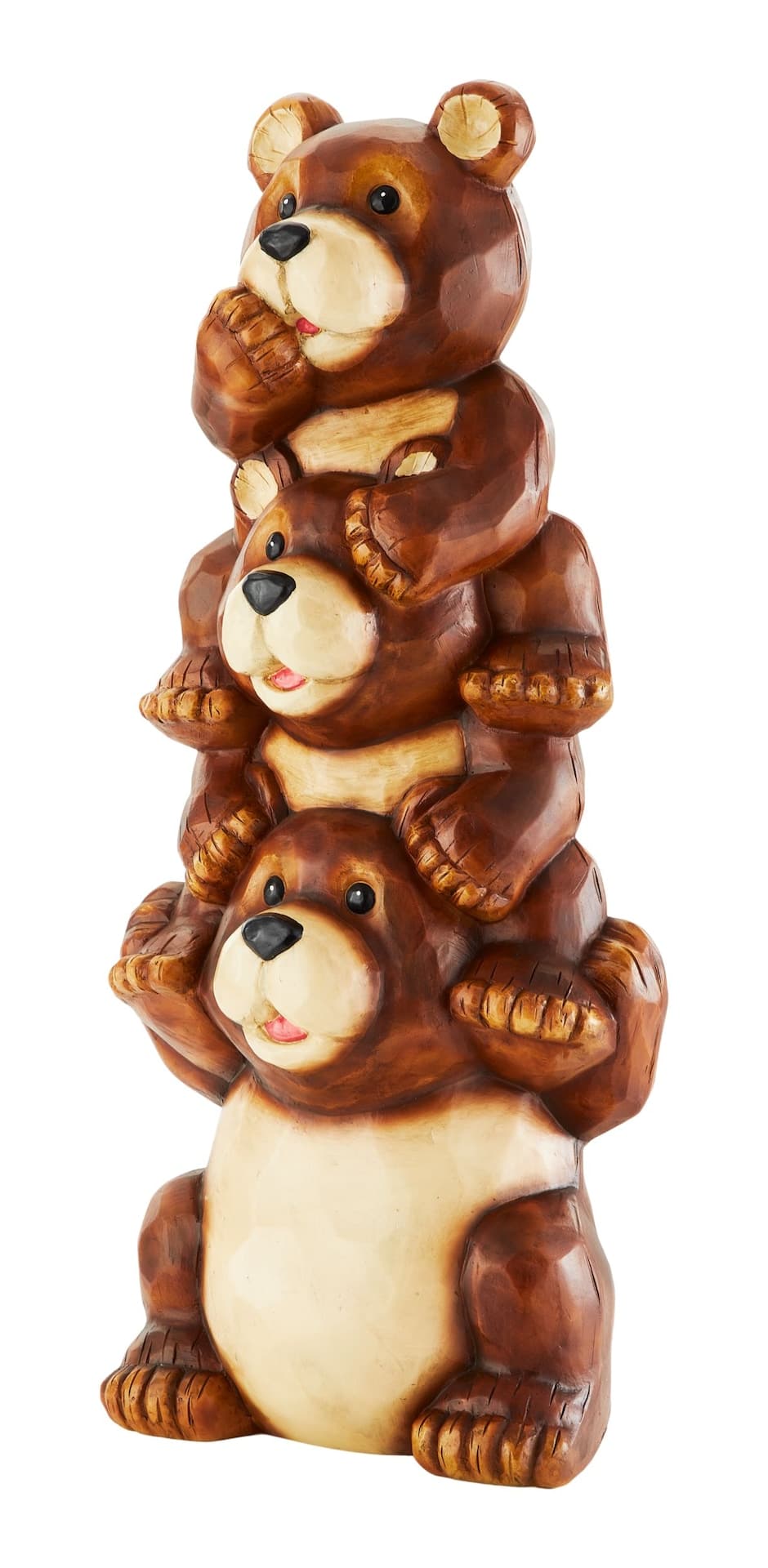 For Living Stacked Bears Garden Statue, Weather-Resistant Resin, Brown