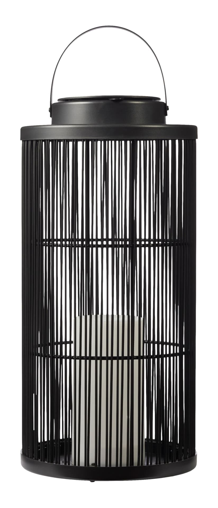 CANVAS Tall Cylindrical Wicker Lantern, Solar-Powered LED