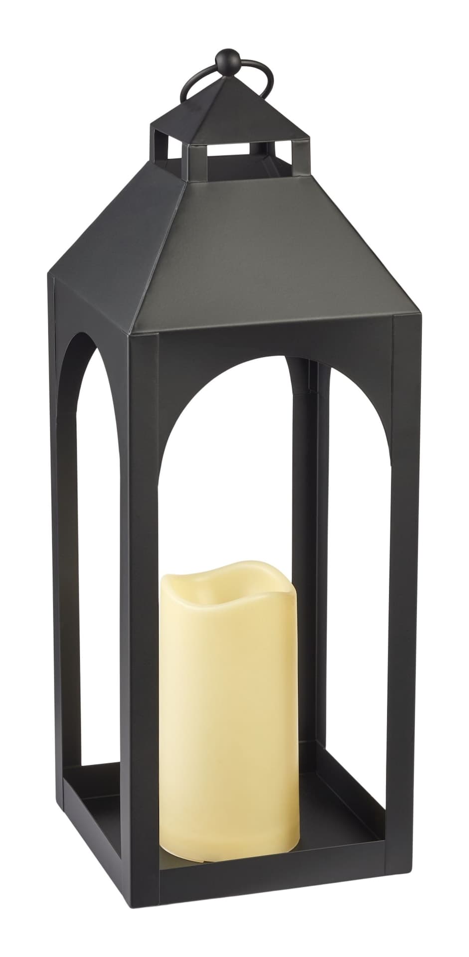 CANVAS Matte Black Candle Lantern with Warm White LEDs