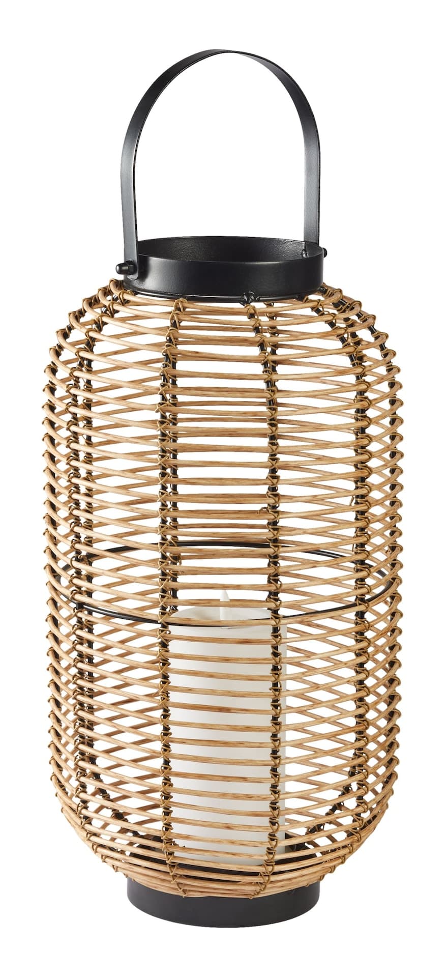 CANVAS Serra Large Wicker Lantern LED Flameless Candle, Plastic
