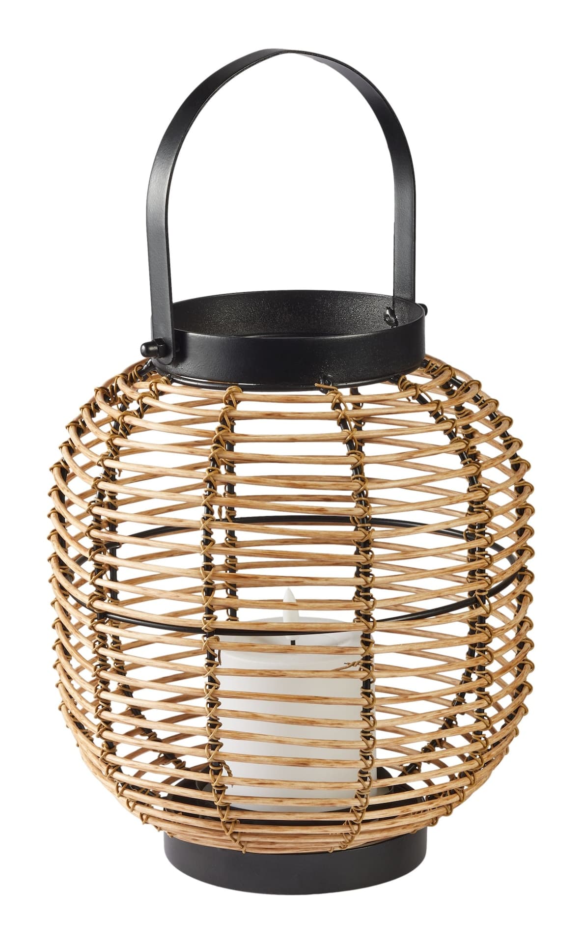 CANVAS Serra Small Wicker Lantern with Warm White LEDs, Plastic