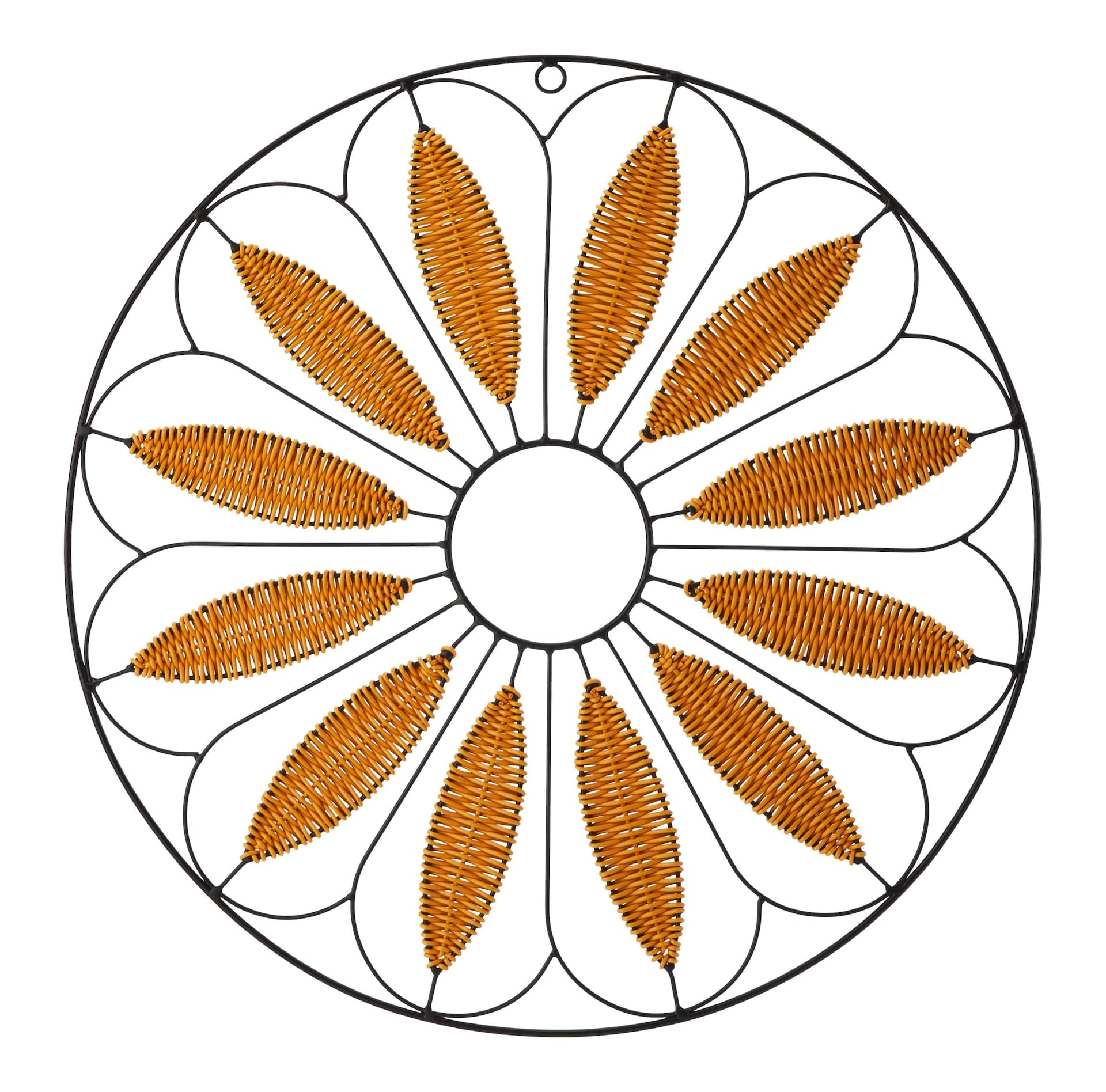 For Living Floral Rattan Wall Art, Woven Resin, Brown, 67.3 cm