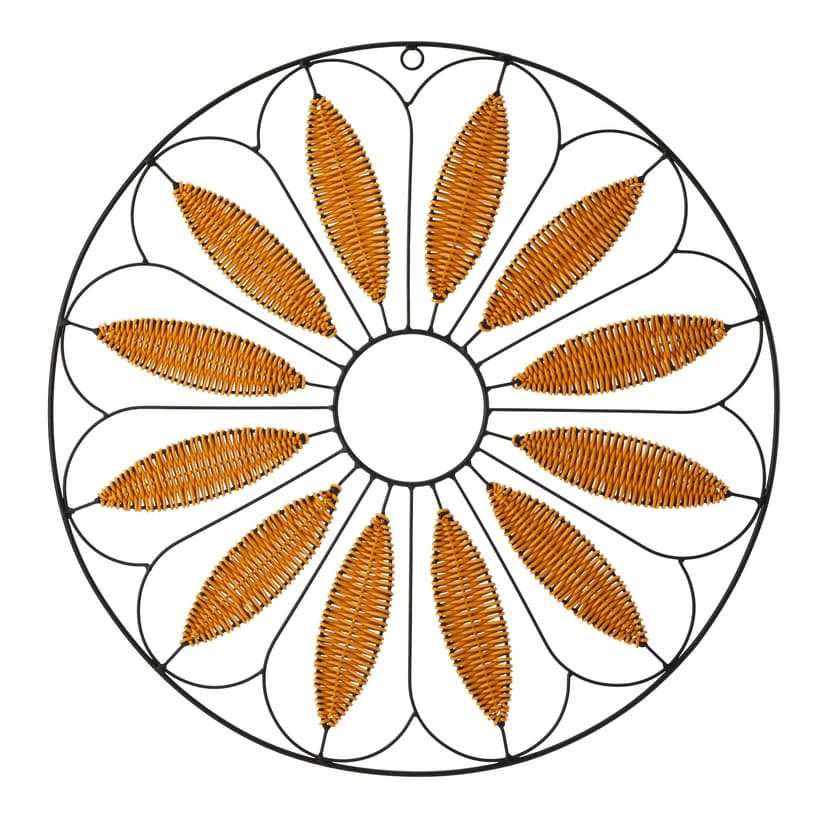 For Living Floral Rattan Wall Art, Woven Resin, Brown, 67.3 cm