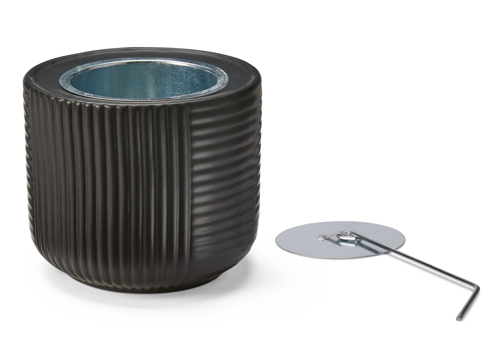 CANVAS Black Fire Pot with Ceramic Gel Fuel Fire Feature, 6.3-in