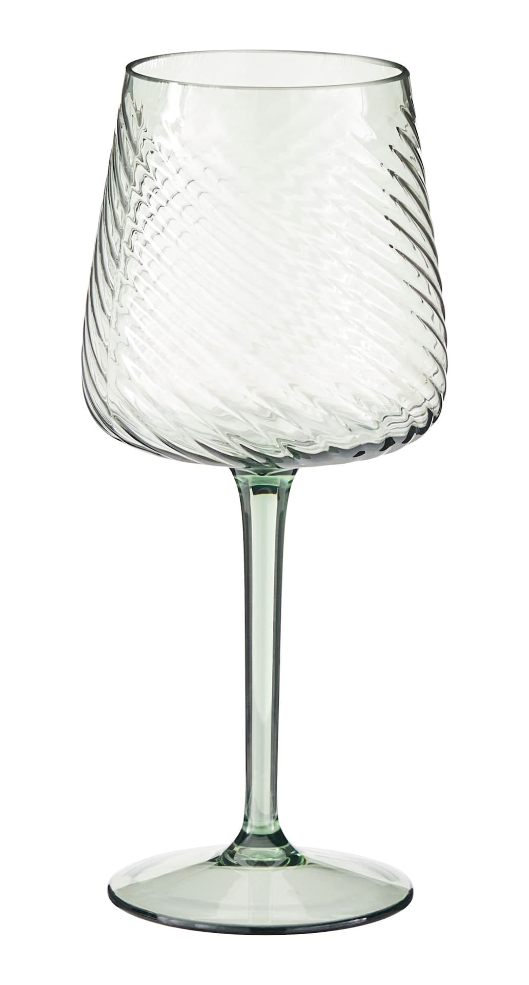 CANVAS Swirl Stemmed Glass, Plastic, Green, 500 mL, 8.63-in