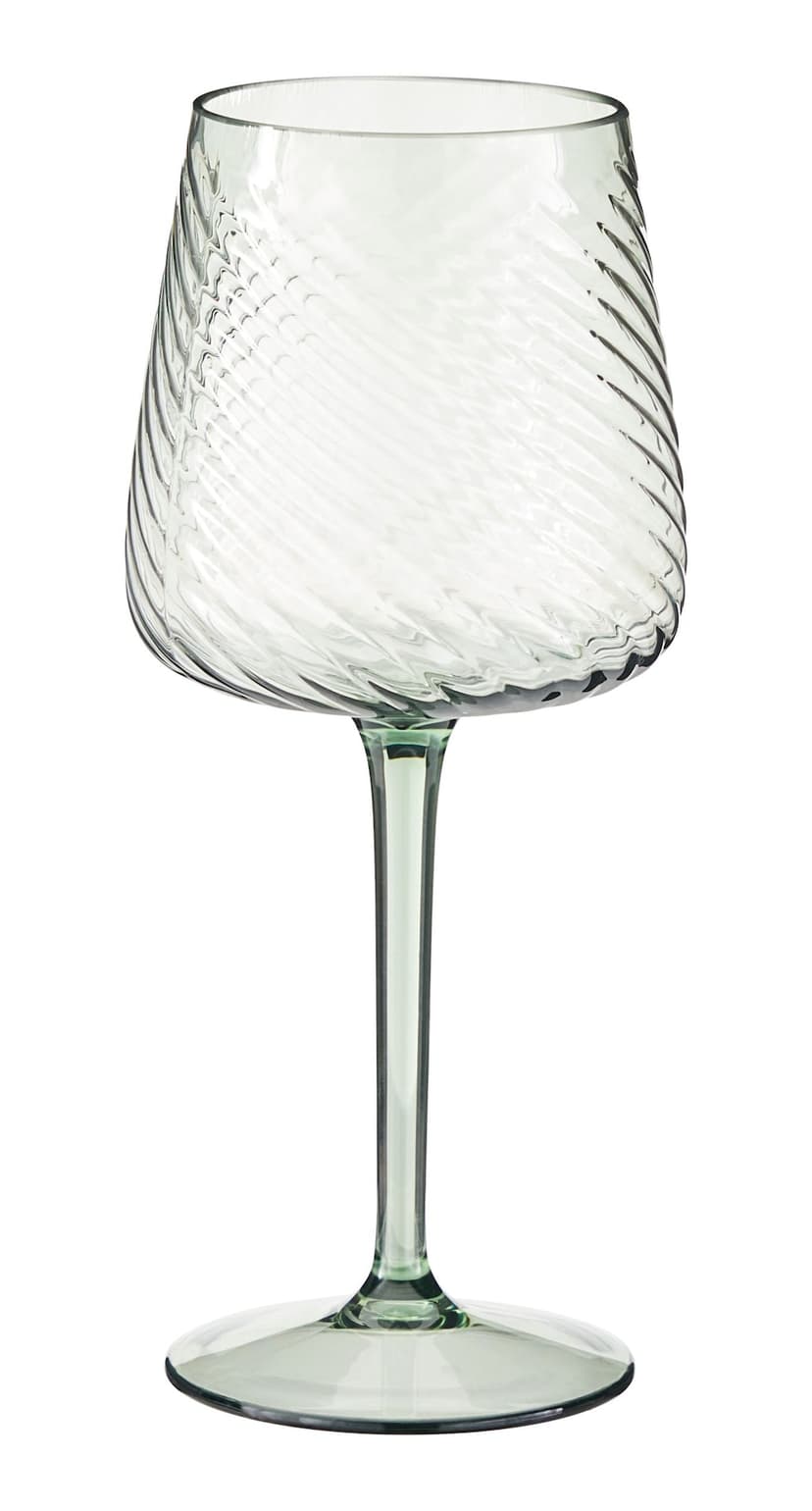 CANVAS Swirl Stemmed Glass, Plastic, Green, 500 mL, 8.63-in