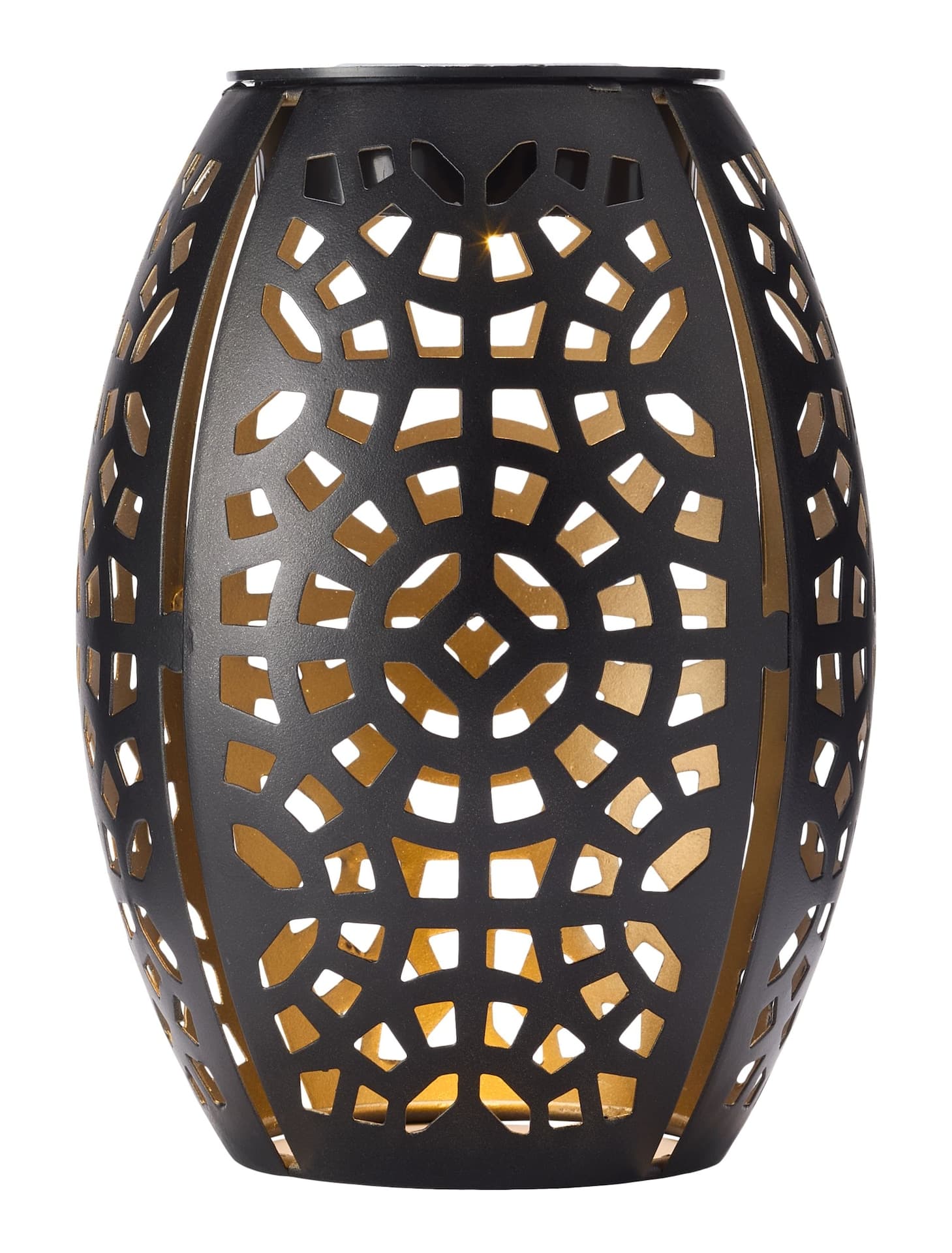 FOR LIVING Geometric Metal Lantern with Warm White LED