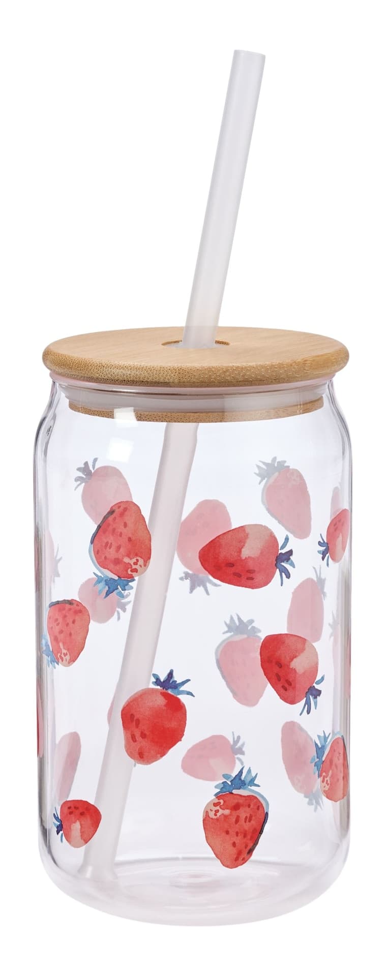 FOR LIVING Soda Can with Bamboo Lid and Straw, BPA-Free