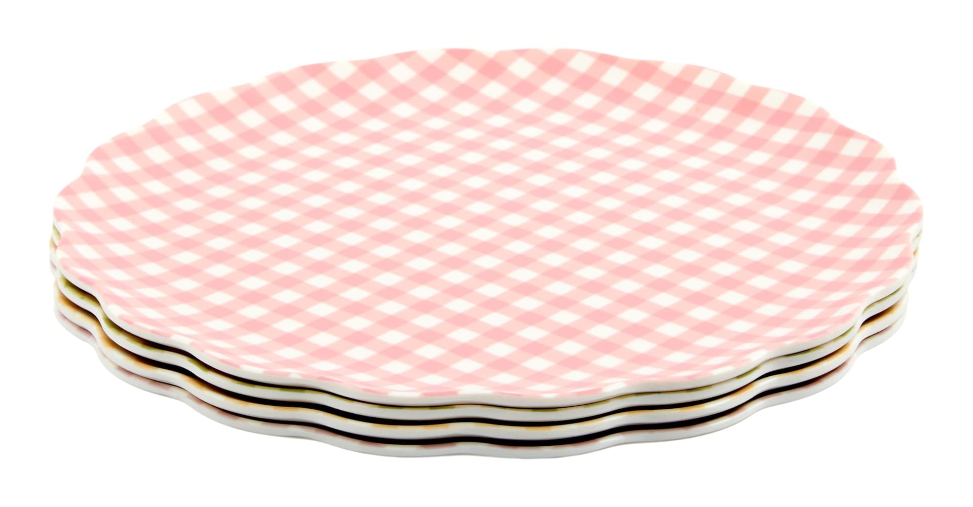 CANVAS Pastel Gingham Side Plates, Multicoloured, 4-pk