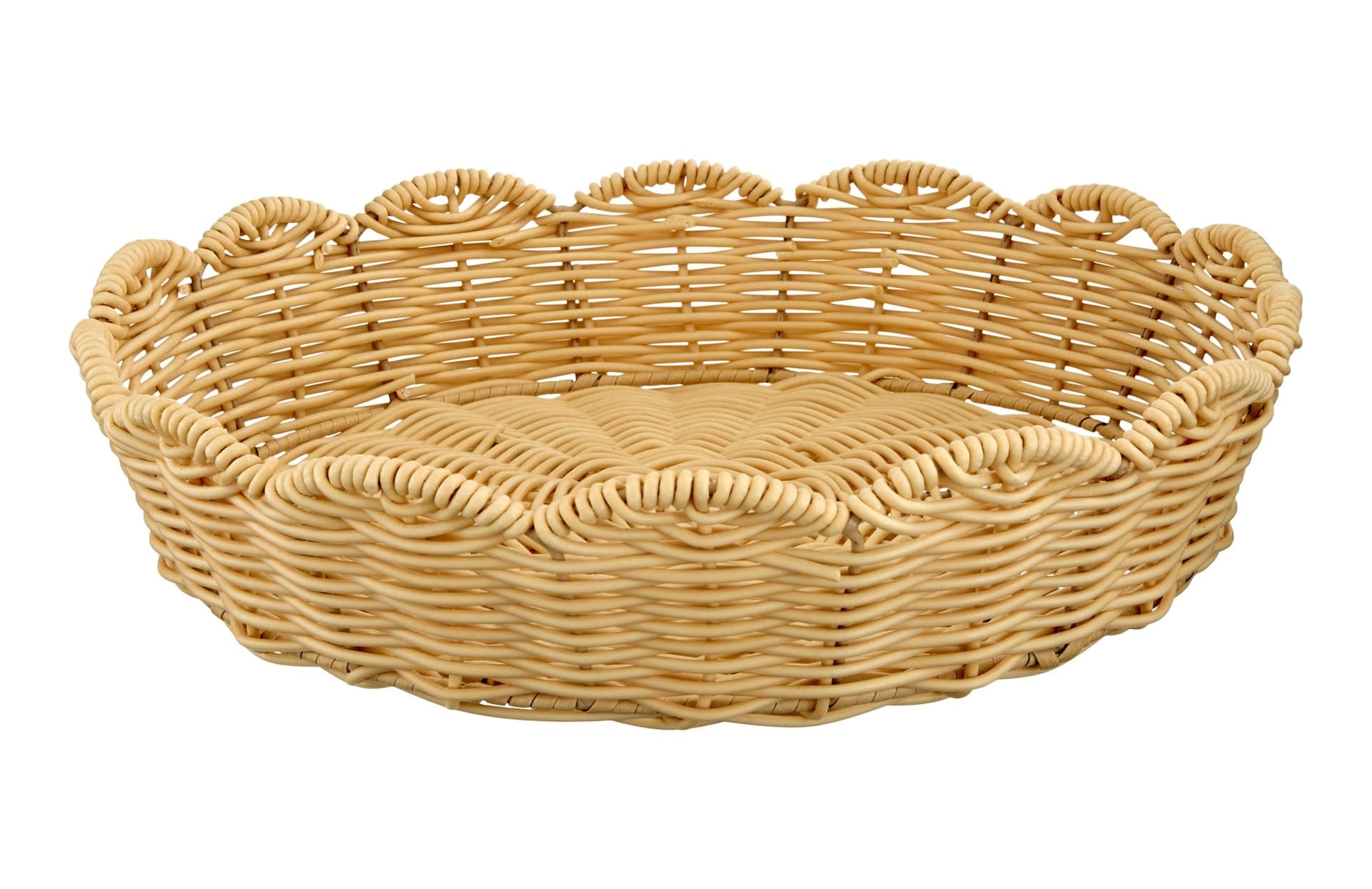 CANVAS Scalloped Wicker Serving Tray for Outdoor Dining, 34.9 x 7.6-cm