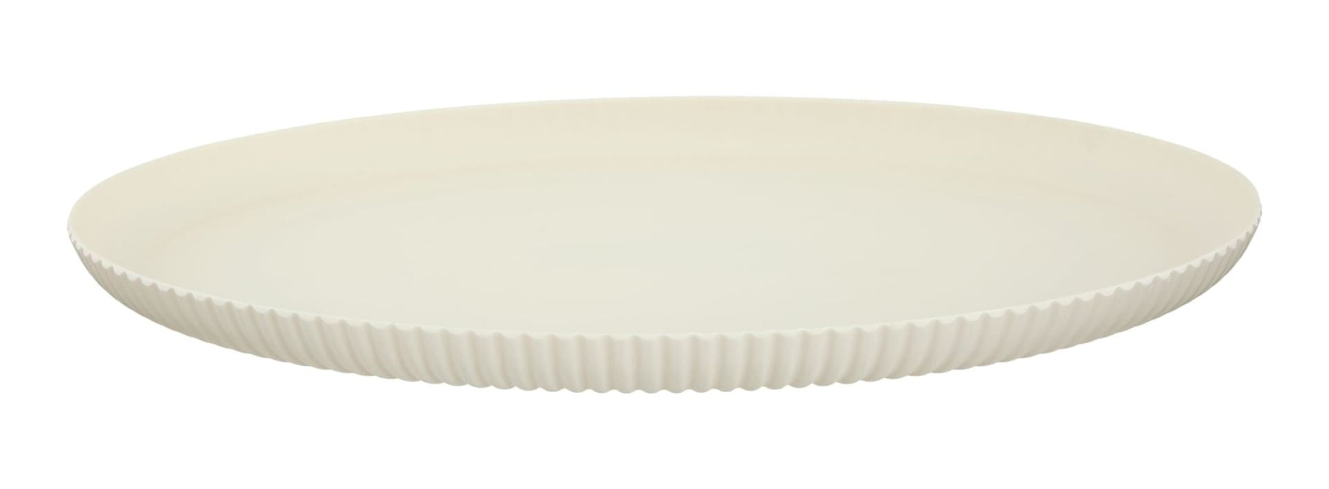 CANVAS Serving Platter with Scalloped Rim, Dishwasher Safe, Cream, 450-g