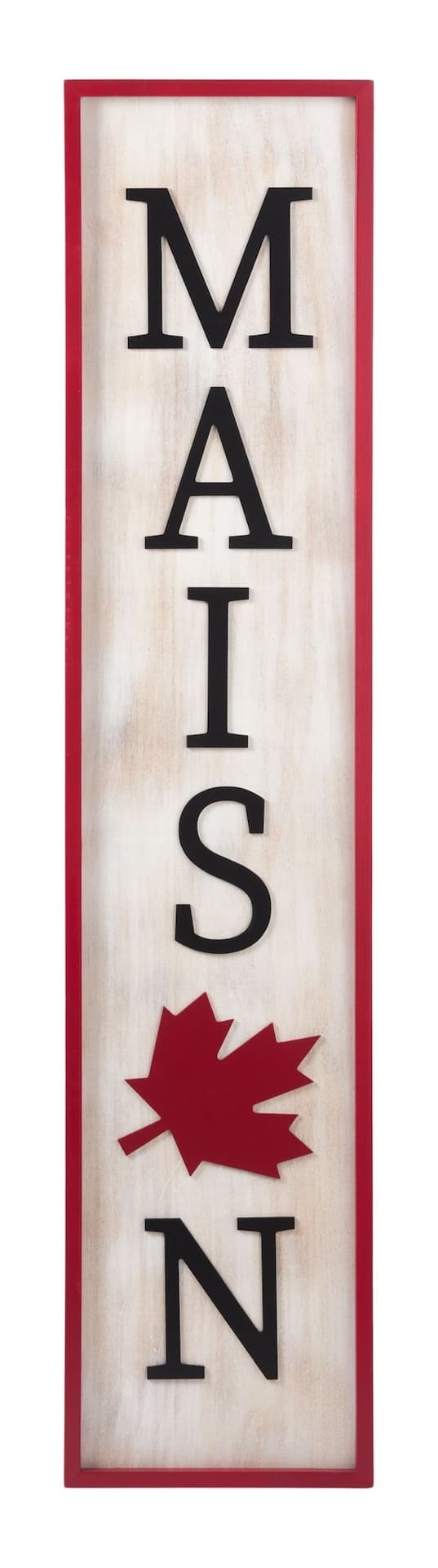 FOR LIVING Wooden Home Sign with Canadian Maple Leaf, Bilingual
