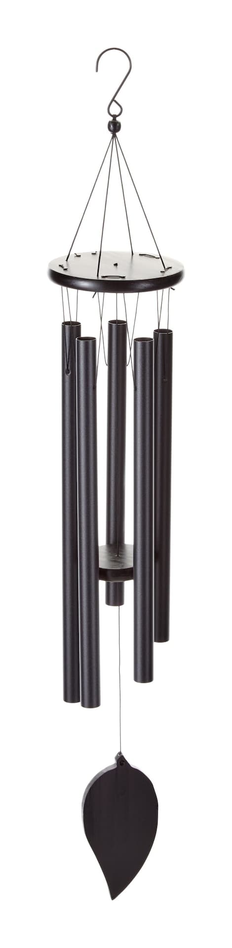 FOR LIVING Outdoor Metal Wind Chime, Weather-Resistant, Black